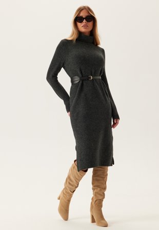 VERO MODA - Vmboom Ls Rollneck Dress - Dark Grey Melange - Kläder - - Bubbleroom