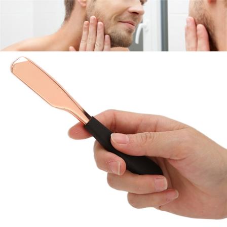 Vintage Straight Edge Barberbladholder med Trehåndtak Manuell Bladholder for Hår Salong Rose Gull