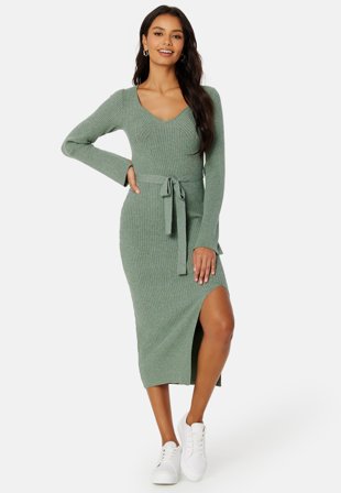 BUBBLEROOM Slit Knitted Midi Dress Klær