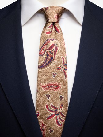 John Henric Men's Braune Krawatte Paisley Size 7,5