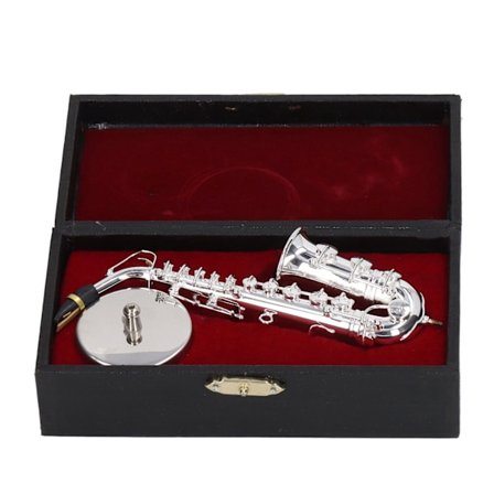Alto Saksofon Ornament Mini Saks Dekorasjon Musikk Instrument Modell Gave med Boks Base 14cm