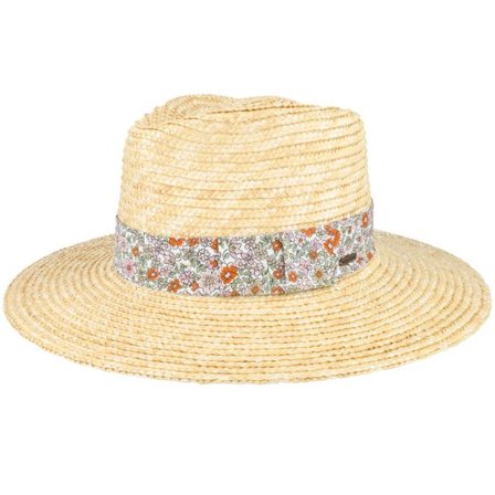 Brixton - Beige straw Hatt - Joanna Short Brim Hat Honey/White Floral Straw Hat @ Hatstore