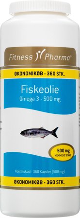 Fitness Pharma Fiskeolie 500 mg 360 kaps., Helse & Madvarer, Kosttilskud, Fiskeolie & Omega 3