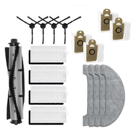 Bluebot Comfort Plus -robotti-imurin lisävarusteiden vaihtosarja: pääharja, sivuharja, moppiliina, suodatinpussi