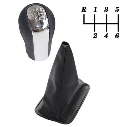 5/6 Växlad krom & Läder Växelspaksknopp Växelspaksdamask För Toyota Corolla 1998-2009 Bil Styling Växelspaksknopp-6 växlad 1 par