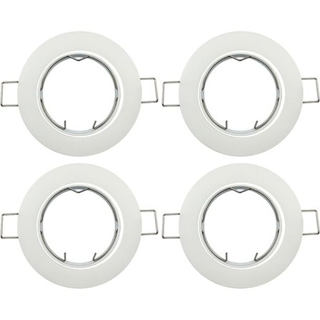 4x Indbyggede loftspotlights inkl. GU10 fatning - Monteringshul ø60mm, ø80x24mm, Hvid aluminium, LED/Halogen