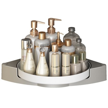 Poraamaton suihkuhylly, 360° kääntyvä kylpyhuoneen hylly, shampooteline suihkuun, itseliimautuva kulmahylly, kylpyhuoneen järjestäjä