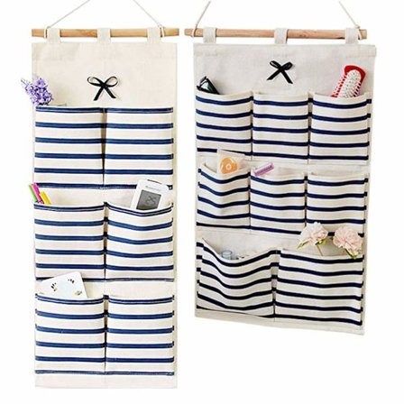 Pakke med 2 hængende opbevaringsposer til væg, opbevaring til ophængning, vægmonteret opbevaringspose med 6 lommer og 8 lommer, multifunktionel, til 