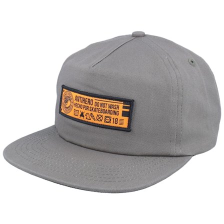 Antihero - Hecho Por Skate Grey Halfmoon Snapback Unconstructed Grey Cap - @ Hatstore