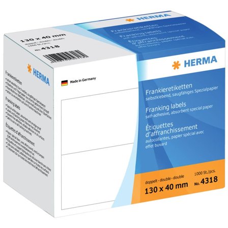 Herma Franking labels - Papir - selv-adhesiv - hvit - 130 x 40 mm 1000 etikett(er) (500 ark x 2) merkelapper