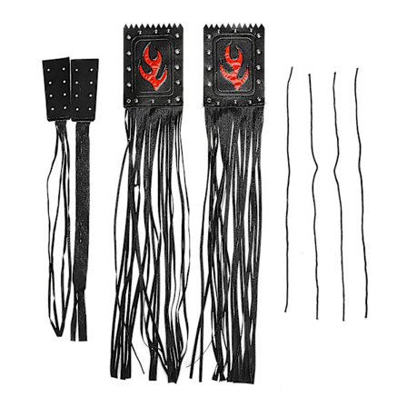 2 kpl moottoripyörän tupsuhapsut ohjaustangon kädensijan vivun suojukset musta PU nahka kiinnityshihnat