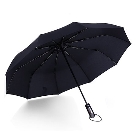 Automatisk foldeparaply - 10 ribben sort lim