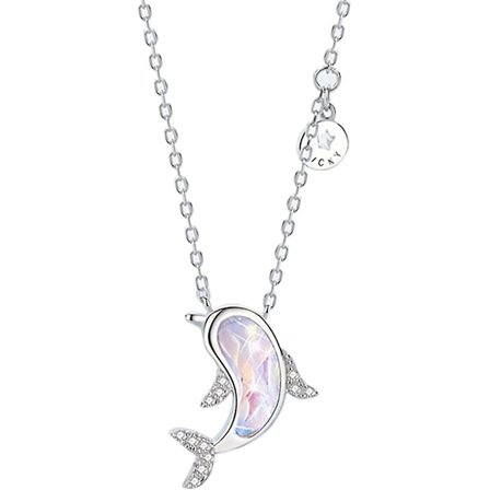 Månesten Vedhæng Halskæde, Delfin Halskæde, Tynd Kæde Fin Dråbeformet Vedhæng