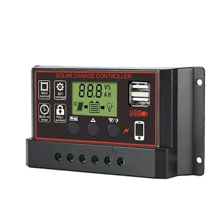 10-30A Solpanelregulator Batteriladdare LCD Auto Dual B 12V/24V