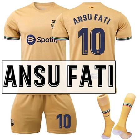22-23 Barcelona Away #10 Ansu Fati T-shirt fotboll Uniform Set - Perfet M