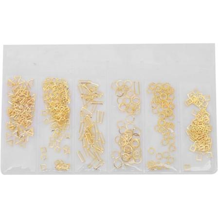 3 typer guldbelagte neglepaletter hul blandet form DIY negledekoration til neglesalon (30 Peach Heart Horse Eyes) 29 triangle square round