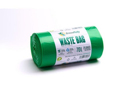 GREENPOLLY Papperskorgspåse Grön PE 70L grön 25/rl - Lyreco - Städ och hygien - Påsar och säckar - Papperskorgspåsar