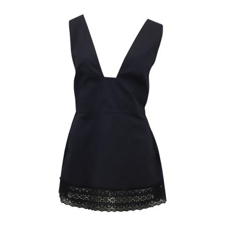 Stella McCartney Pre-owned Amanda Lace-Trimmed Poplin Peplum Top in Cotton , Blauw , Dames , Maat: M