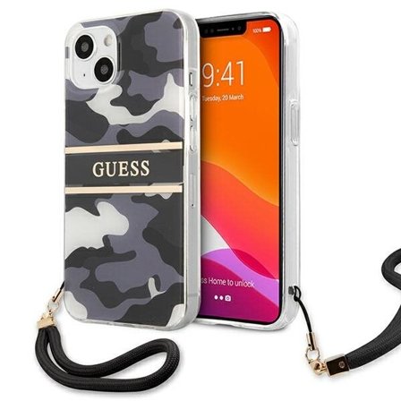 Guess GUHCP13SKCABBK iPhone 13 mini 5,4" sort/sort hardcase Camo Strap Collection