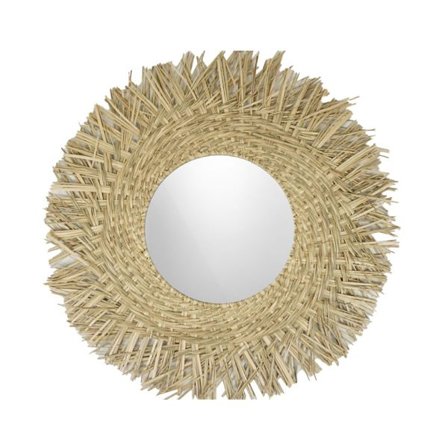 Rundt søgræsspejl, naturlig finish, 70x70 cm