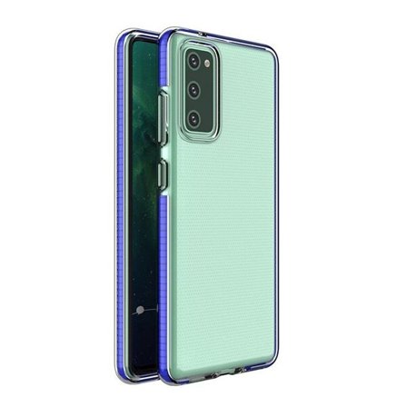 Spring Case klart TPU gel beskyttelsescover med farverig ramme til Samsung Galaxy A72 4G mørkeblå