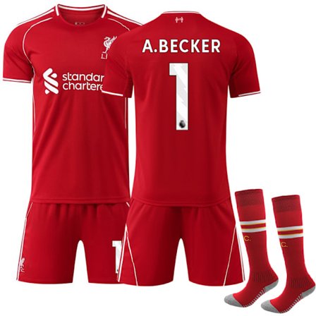 2025-2026 Liverpool Hjemme Barn Fotballdrakt Sett Nr. 1 A. Becker 24