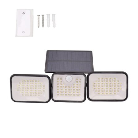 Solar utomhusljus 180 lysdioder 6000 till 7000K Superbright 3 justerbart huvud IP65 utomhus rörelsesensorlampa