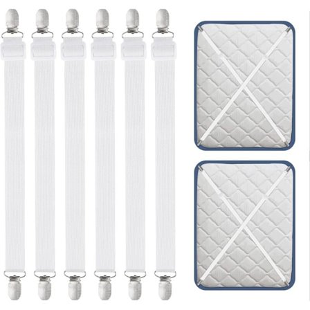 Lakanhållare, 55-250 cm justerbara lakanhållare för sängkläder, fästen för lakan, madrass, strykbräda eller soffa, vit