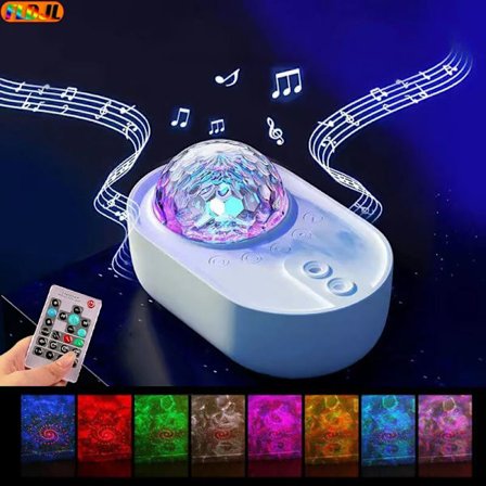 Stjärnprojektor Nattljus Rymdskepp Ljus Galaxy LED Projektor Ljus Bluetooth Högtalare Barnrum Heminredning Ljus