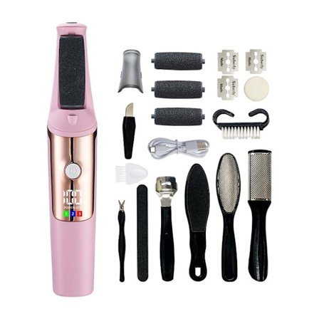 Elektrisk fodfil callusfjerner - automatisk pedikureværktøj med 10-delt sæt, kompatibelt med forskellige fodplejemærker Pink