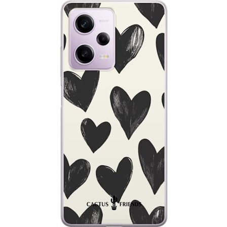 Kompatibelt Mobildeksel til Xiaomi Xiaomi Redmi Note 12 Pro Cactus and Friends - Bold Black Love Pattern
