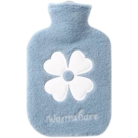 Varmvattenflaska med lock, 500 ml, liten, bärbar, minivarmvattenflaska, perfekt present till kvinnor, seniorer och barn (blå)