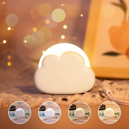 Sky Night Light for barn, med 4 intensiteter og silikonrem, oppladbar LED-nattlys, sengelampe for barnerom, ideell for baby og mamma (hvit)