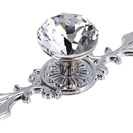 (120MM)2Pack Krystal Skuffe Knapper med Sølvplade - Diamant Sh