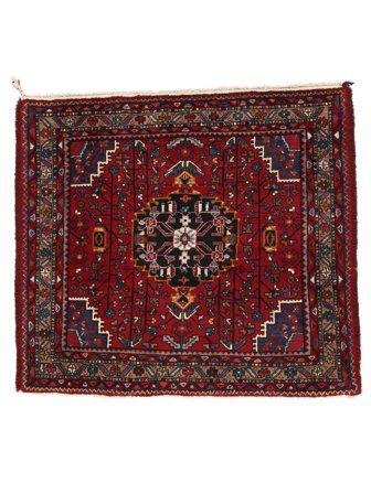 Hamadan Teppe Håndknyttet 127X140 Svart/Mørk Rød Persia