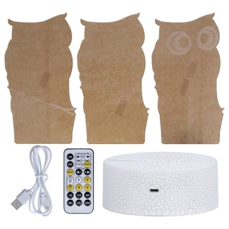 3D Flerfarvet Ugle LED Touch Natlampe med USB-kabel og Fjernbetjening til Børnegaver