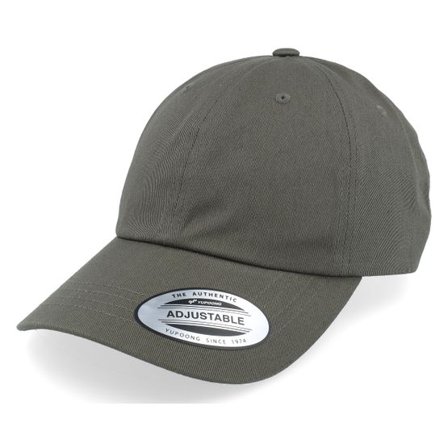 Yupoong - Grön unconstructed Keps - Low Profile Cotton Twill Burnt Olive Dad Cap @ Hatstore