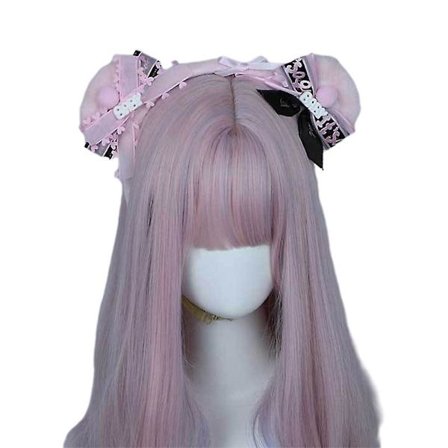 Myk bjørneører pannebånd Lolita sløyfe hårbøyle Cosplay fest pannebånd(Rosa)