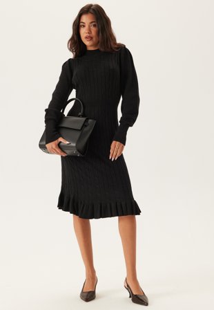 ONLY Onlnadia Ls Cable Dress Cs Knt Black Klær