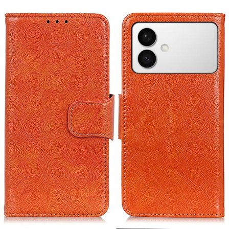 Samsung Galaxy S26 Edge Plånboksfodral Äkta Läder - Orange