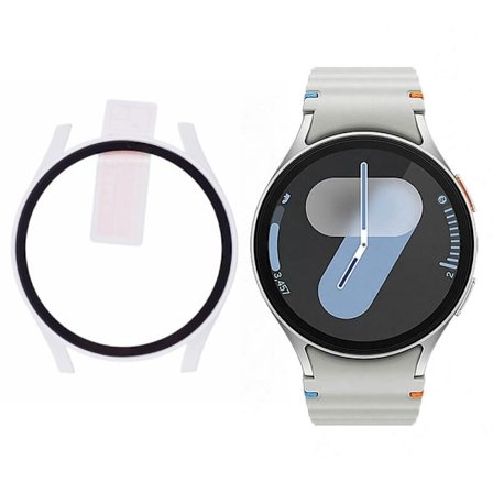 Samsung Galaxy Watch7 40mm Watch Case Hard Bumpresistent Cover med hærdet glasskærmfilm - Hvid