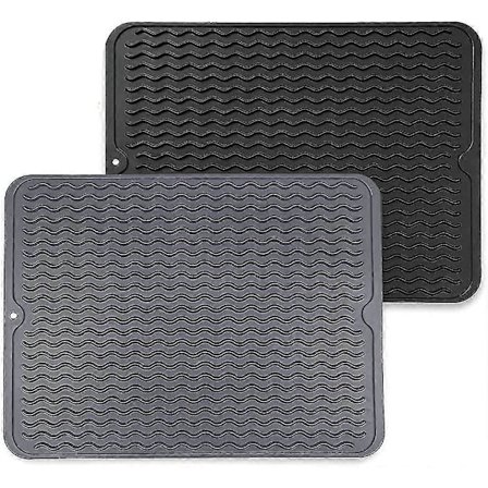 Silikon Tørkematte - Antibakteriell Oppvaskmatte - Varmebestandig Hurtigtørkende Oppvask