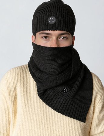 Clean Cut Copenhagen Patrick Scarf Knit - Black - ONE SIZE