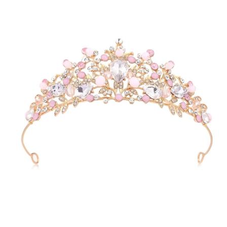 Rosa krystallkrone, krystalltiara søt prinsesse krystallkrone pannebånd for jenter til Halloween bursdagsfest feiring kostyme,wz-1624 (FMY)