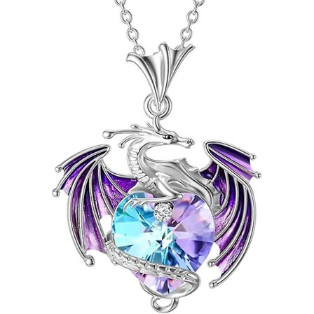 Fødselssten Drage Halskæde Farverig Hjerteformet Krystal Halskæde Smukt Vedhæng Krystal Halskæde Til Kvinder Rose Halskæder Til Kvinder (lilla, En