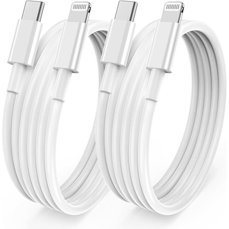 2-pack 2m snabbladdningskabel, 20W USB C PD snabbladdning, typ C-port