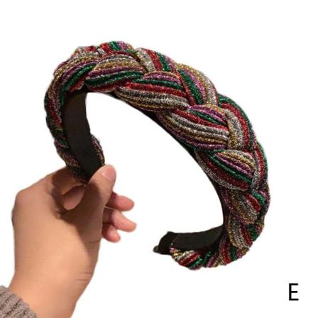 Kvinnor Weave Pannband Cross Knot Hårband Rainbow Stripe Pearl