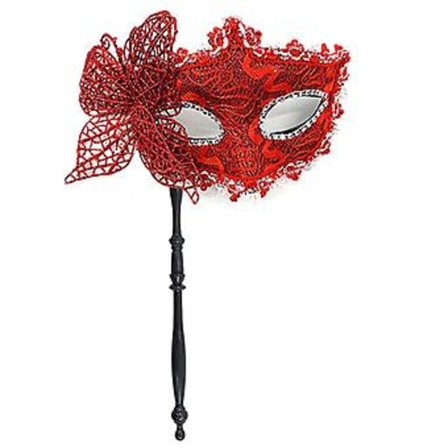 Halloween-juhlan naamio pitokahvalla Iltapuku Masquerade-naamio Lavakäyttöinen Cosplay-rekvisiitta Venetsialainen puoli-naamio naisille (Punainen)