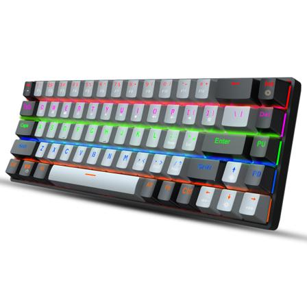 68-tangenters Rgb Blått, Rött Mekaniskt Tangentbord, 1 Stycke, Grått