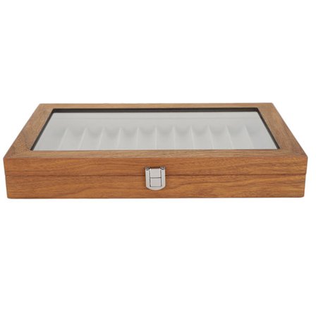 Displayboks for fyllepenn i tre, Organizer Valnøtt Tre Oppbevaringsgaveeske for 12 penner